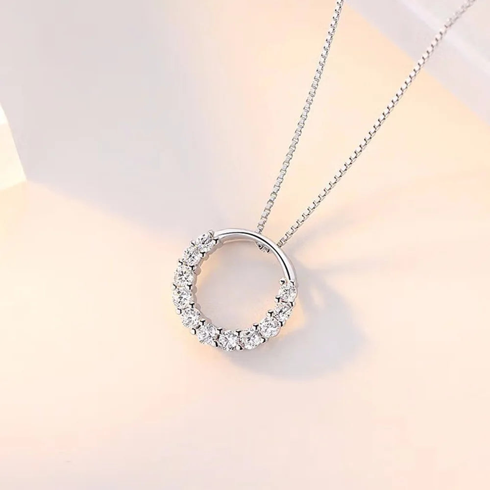 925 Sterling Silver Necklace for Women Simple Irregular Heart Moon Trendy Simple Geometric Handmade Chocker Fine Jewelry