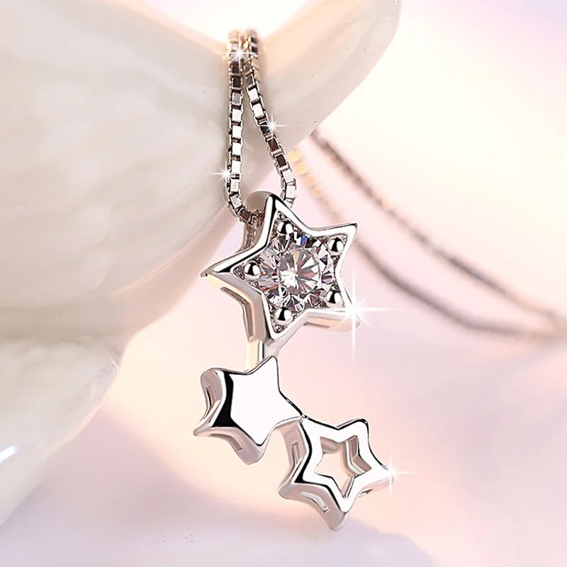 925 Sterling Silver Necklace for Women Simple Irregular Heart Moon Trendy Simple Geometric Handmade Chocker Fine Jewelry