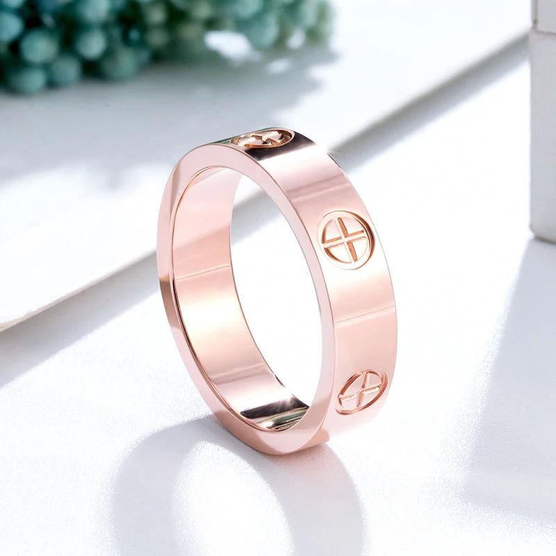 5mm Wide Screw Rings Stainless Steel Love Ring Luxury Brand Jewelry for Women Nail Shape High Quality Gold Color Ring