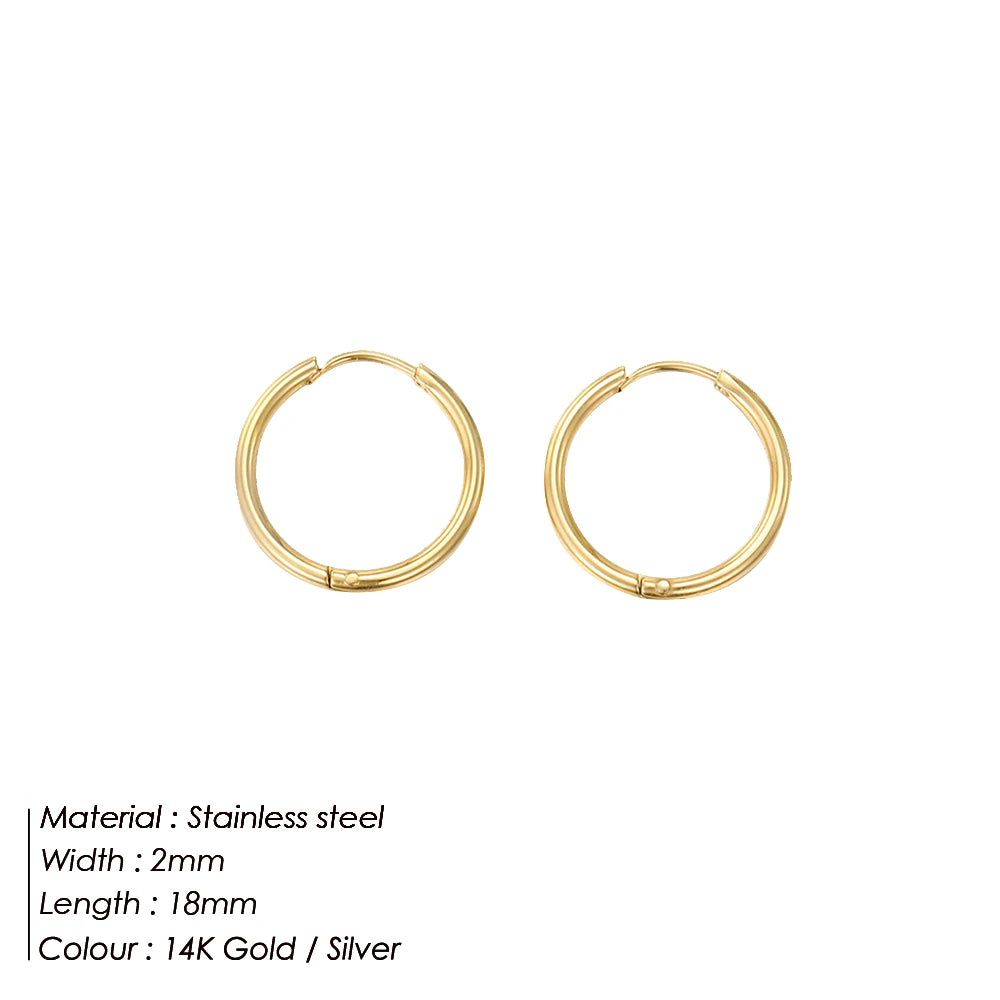 Fashion Gold Size Circle Earrings Women's Jewelry Accessories Classic Stainless Steel Earrings Wholesale