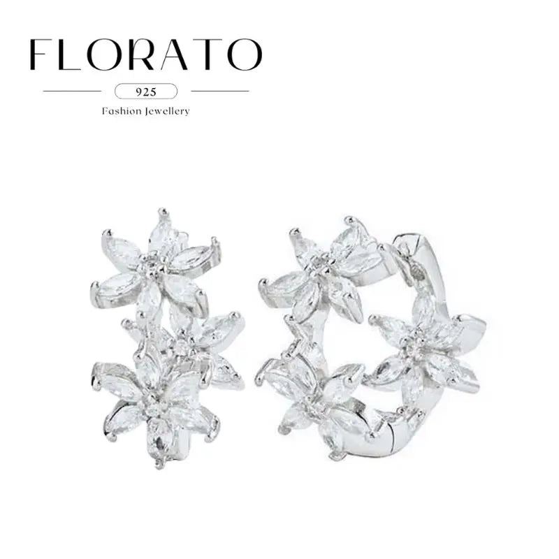 925 Sterling Silver Needle Irregular White Zircon Hoop Earrings For Women Pearl Ear Buckles Vintage Luxury Crystal Jewelry Gifts