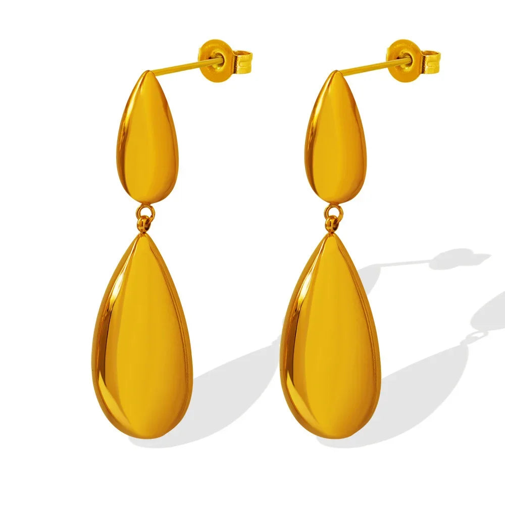 Fresh Style Waterdrop Pendant Titanium Steel Dangle Earrings for Girls Splicing Jewelry Ear Decorations