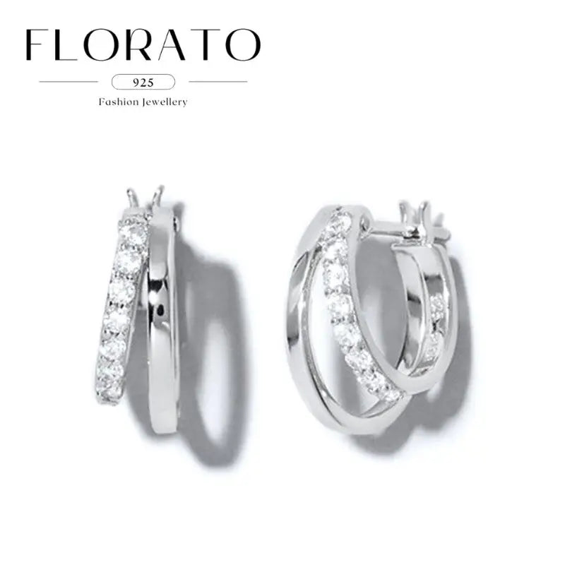 925 Sterling Silver Needle Irregular White Zircon Hoop Earrings For Women Pearl Ear Buckles Vintage Luxury Crystal Jewelry Gifts