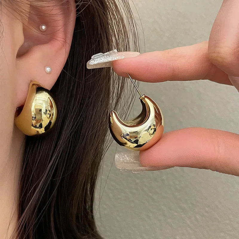 Stainless Steel Three-Layer Knot Earrings for Women Fashion Vintage Glossy Geometric Twisted Earrings Trendy Party Jewelry Gifts