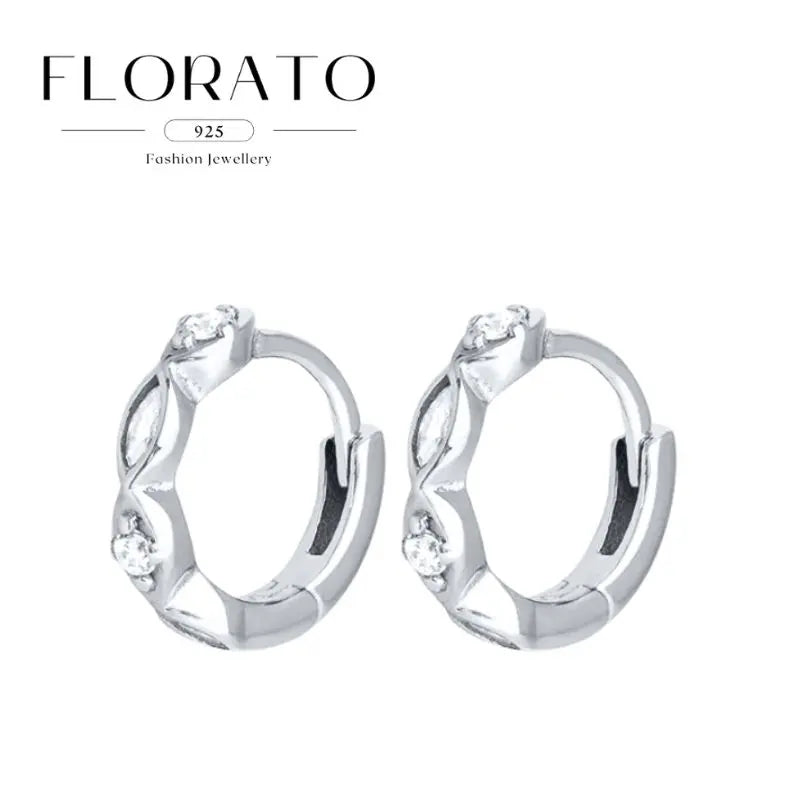 925 Sterling Silver Needle Irregular White Zircon Hoop Earrings For Women Pearl Ear Buckles Vintage Luxury Crystal Jewelry Gifts