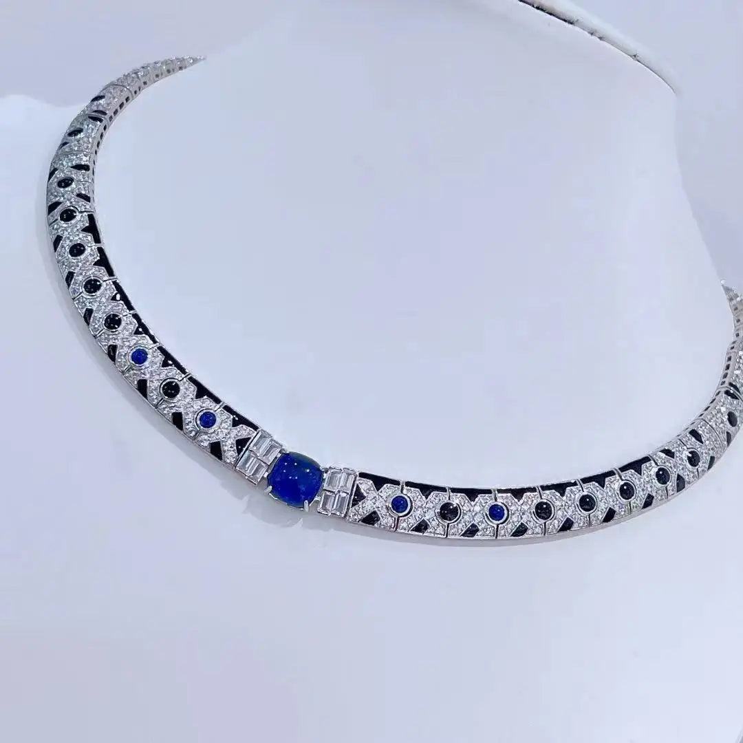BELLUX Black Spot Enamel Necklace 925 sterling silver Necklaces for women silver 925 jewelry necklaces for ladies
