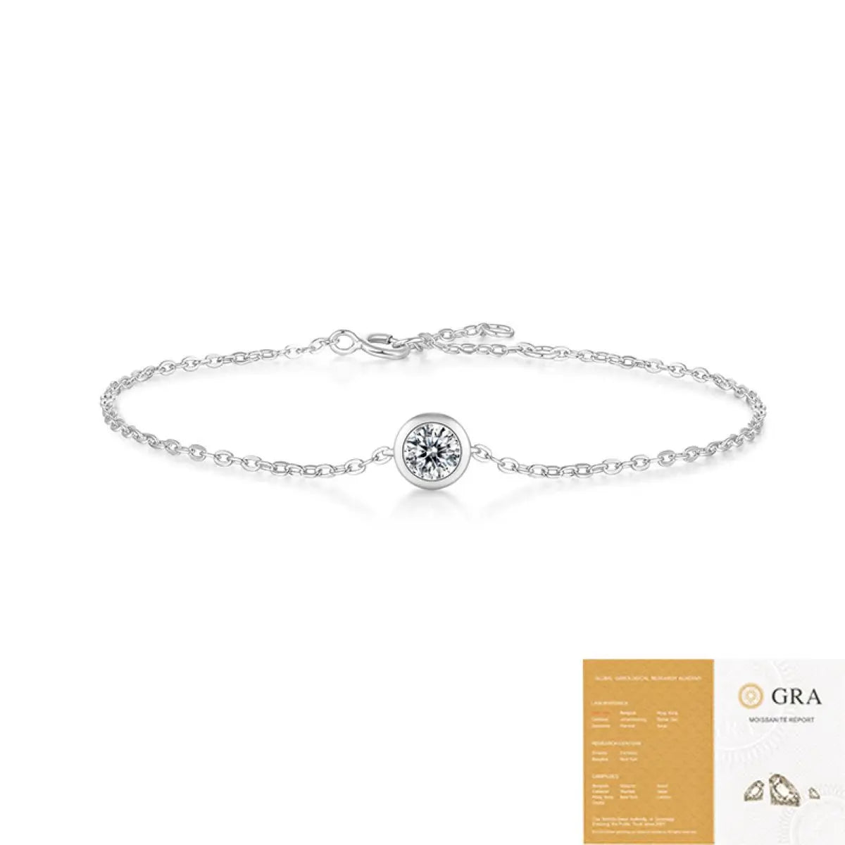 925 Sterling Silver Bubble Bracelet Surface Plated 18K Rose Gold Embedded 0.5ct Moissanite with GRA Certificate