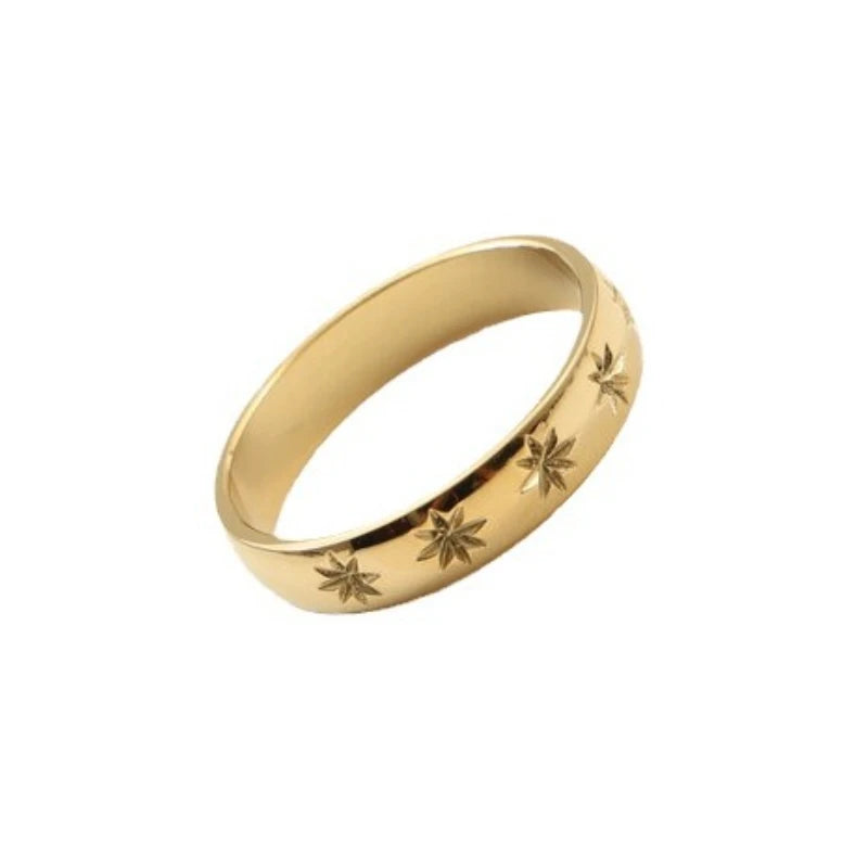 Gold Color Star Shaped Ring for Women Girl Simple Fashion Elegant Ring Party Jewelry