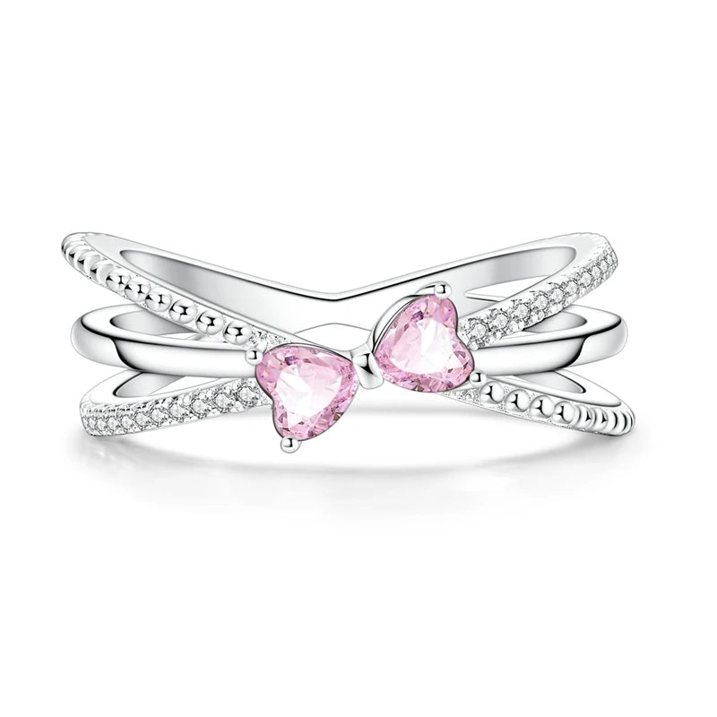 Original 925 Silver Ring For Woman Heart Star Sparkling Zircon Engagement Anniversary Fashion Jewelry