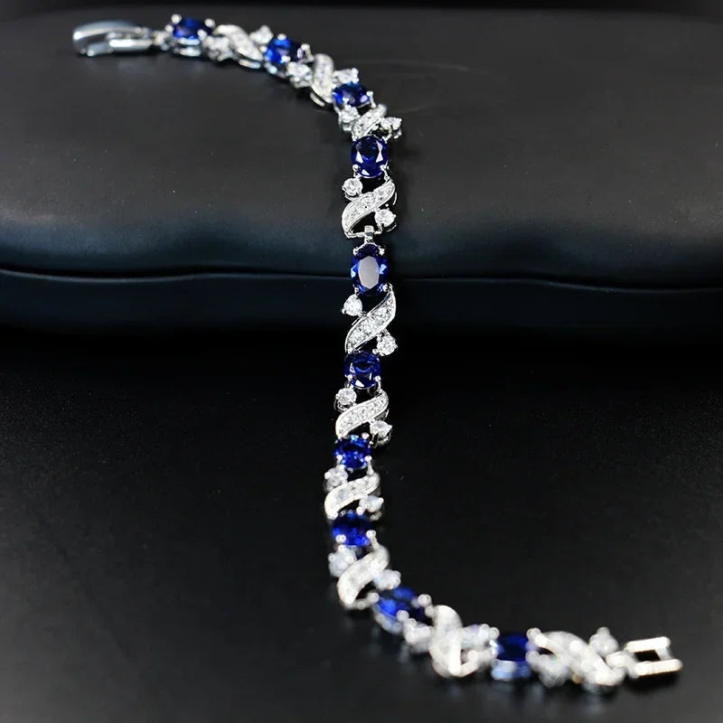 Shiny Teardrop Shape Zircon Crystal Tennis Bracelet for Women Fashion Elegant Banquet Party High Jewelry Girls Gift