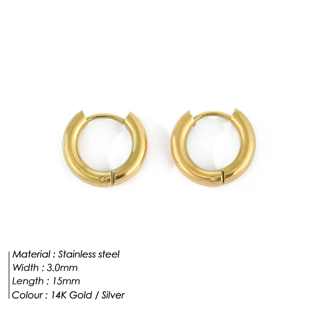 Fashion Gold Size Circle Earrings Women's Jewelry Accessories Classic Stainless Steel Earrings Wholesale