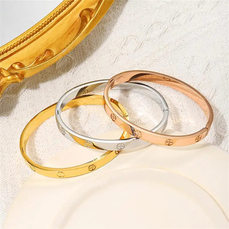 UILZ 316L Cross Design Bracelets Bangle Gold Color Waterproof Stainless Steel Luxury Brand Bangles For Women Gift Drop Shipping