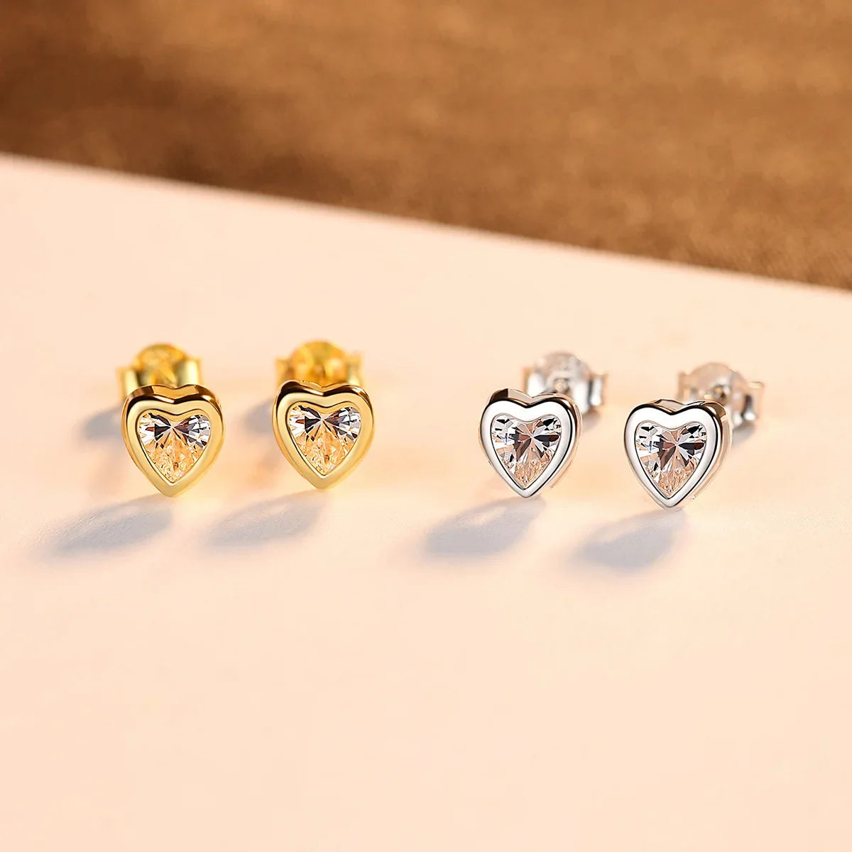 PAG&MAG S925 Silver Heart-Shaped Earrings with Zircon Stones Simple Elegant Korean Style Versatile Silver Needle Ear Studs
