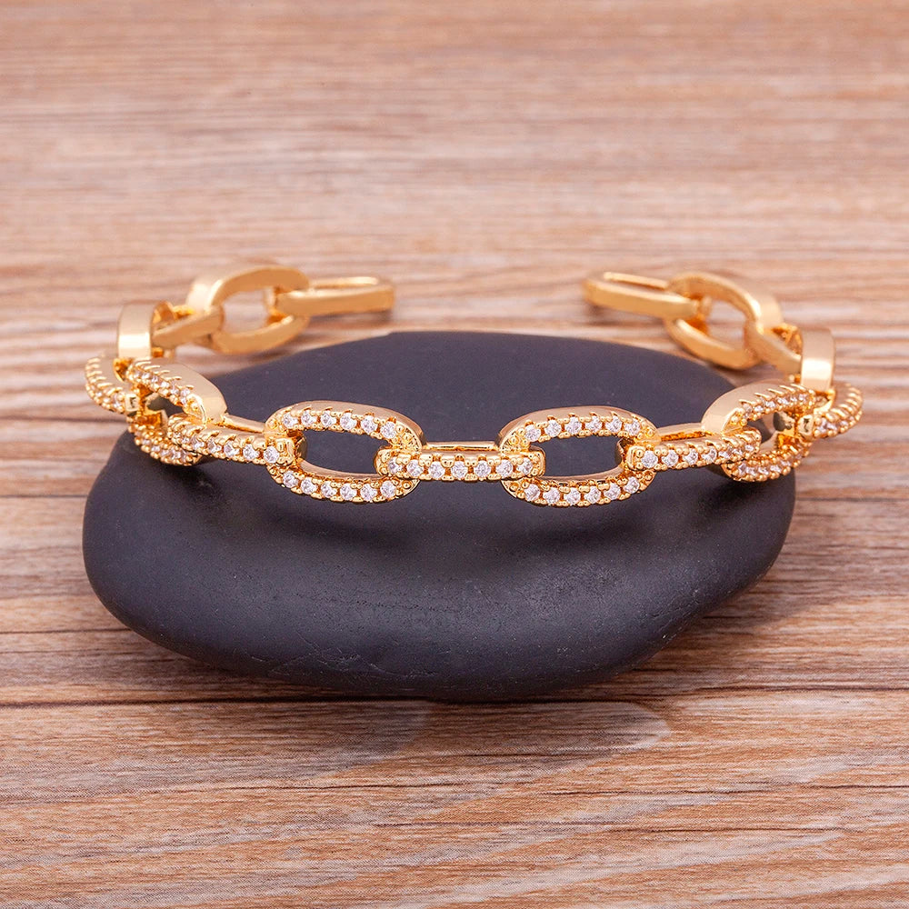 Nidin New Fashion Women Exaggerated Open Bracelets Female Rhinestone Luxury Temperament Exquisite Design Hand Shiny Jewelry Gift
