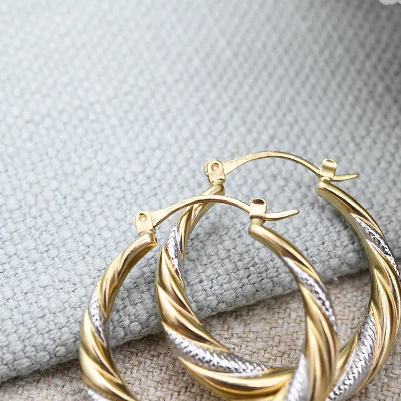 2025 New Double Color Circle Design Jewelry European and American Temperament Fried Dough Twists Exaggerated Personality Jewelry