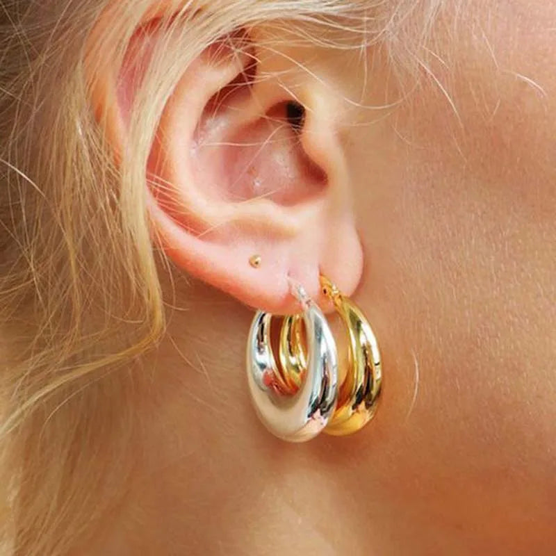 New Style 2024 Wholesale Smooth Exquisite Big Circle Hoop Earrings for Women Girl Wedding Party Large Stainless Steel Jewelry