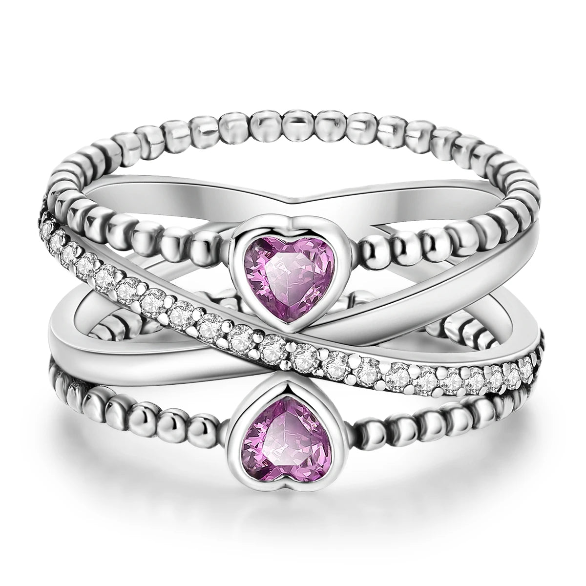 Original 925 Silver Ring For Woman Heart Star Sparkling Zircon Engagement Anniversary Fashion Jewelry