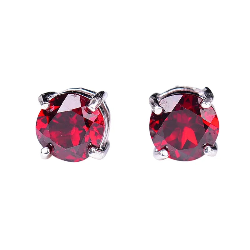100% S925 Sterling Silver Ruby Earring for Women Fine Aros Mujer Oreja Orecchini Silver 925 Jewelry Ruby Gemstone Stud Earring