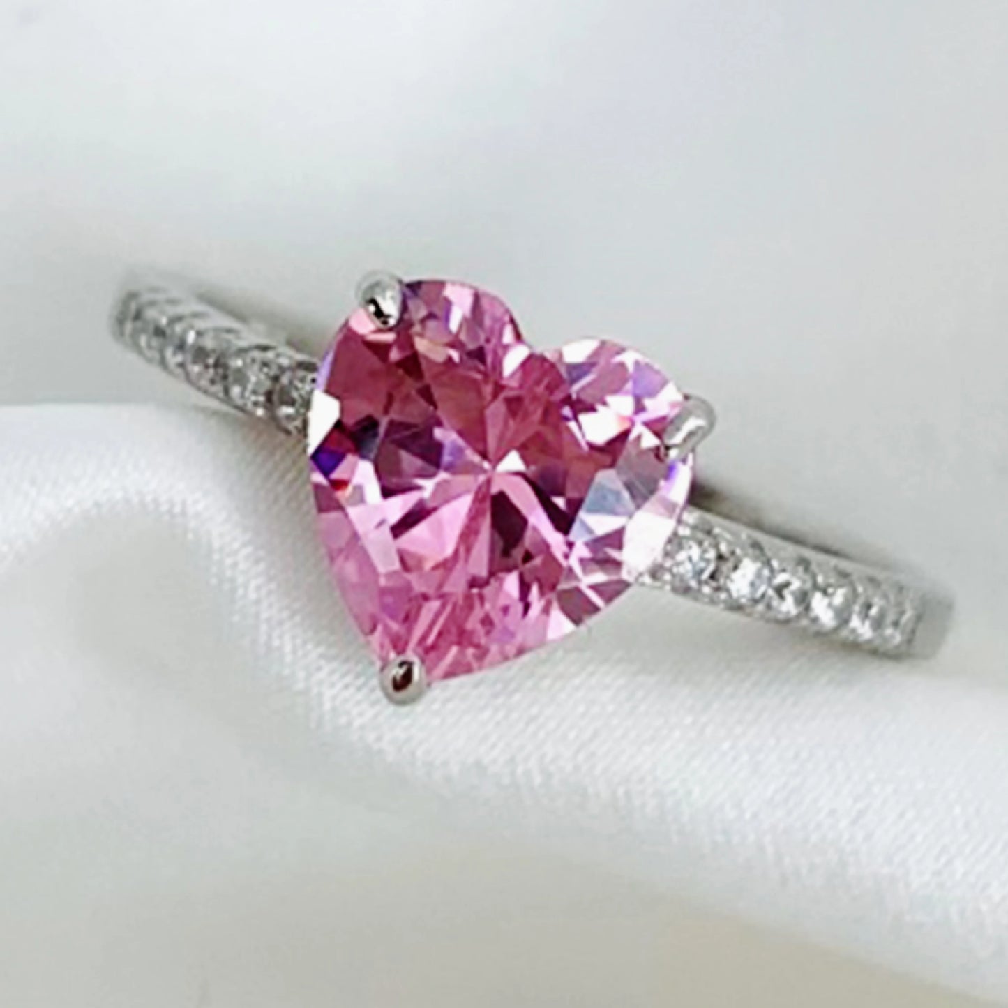 Genuine S925 Sterling Silver Rainbow Cubic Zirconia Ring for Women Hypoallergenic Jewelry Gift Christmas Birthday Anniversary
