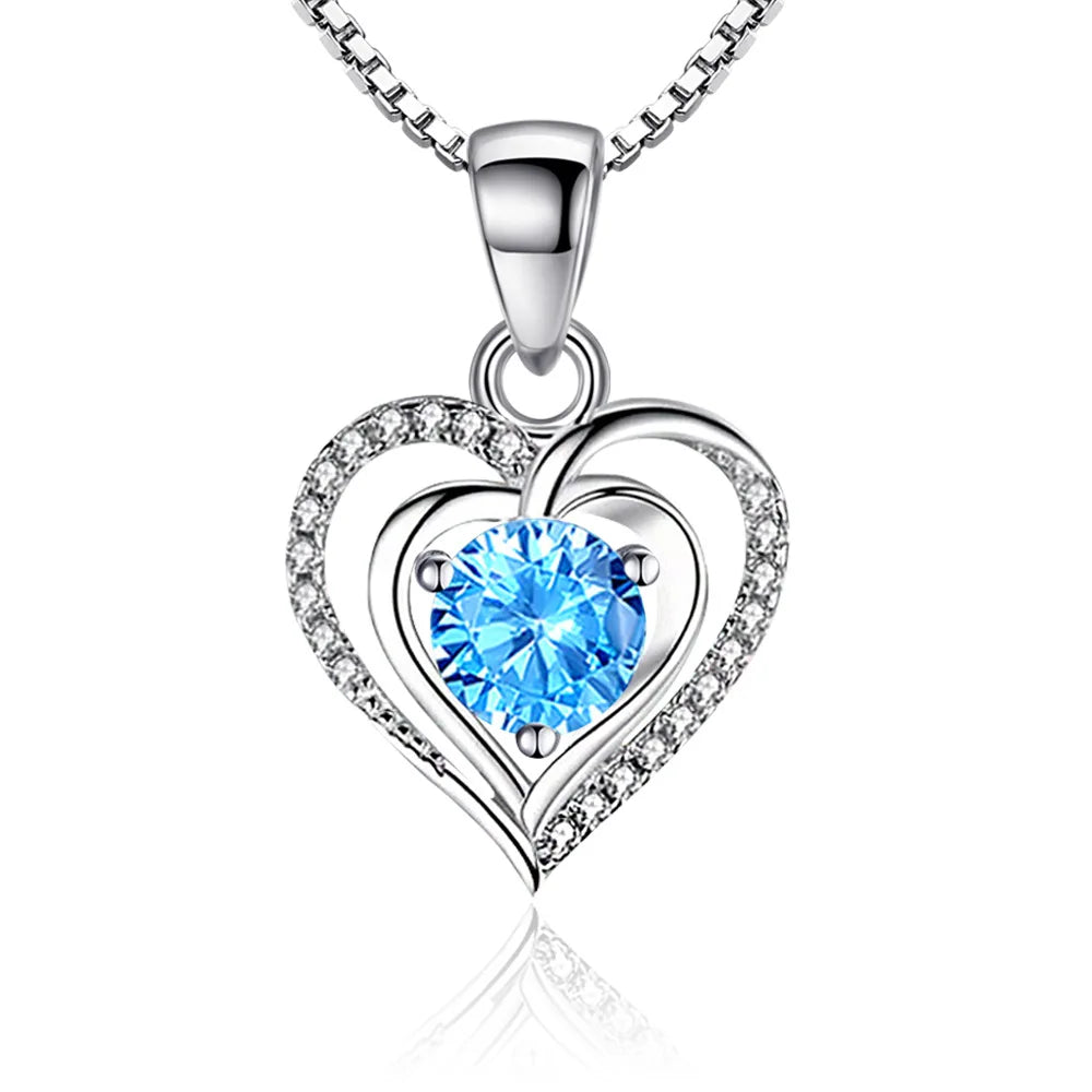925 Sterling Silver Necklace for Women Simple Irregular Heart Moon Trendy Simple Geometric Handmade Chocker Fine Jewelry