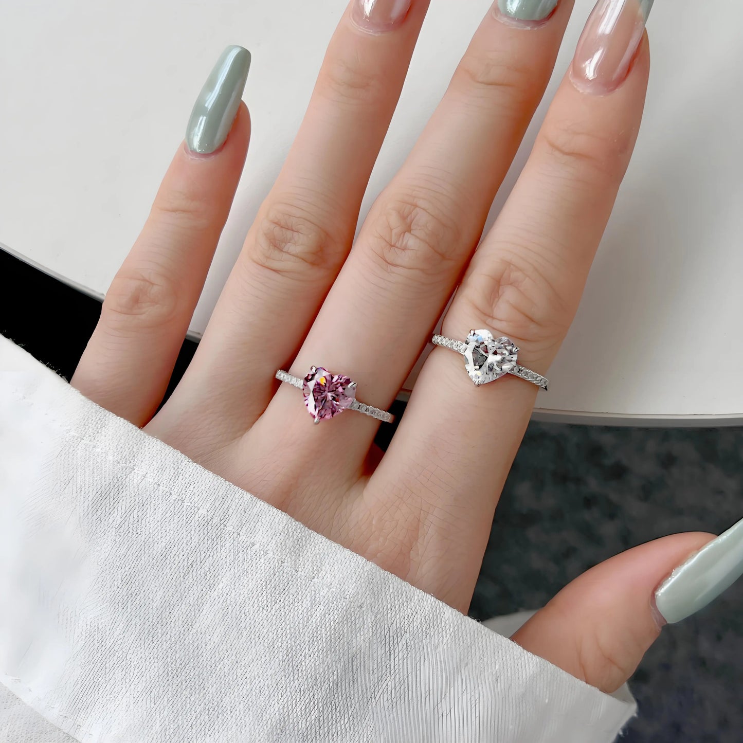 Genuine S925 Sterling Silver Rainbow Cubic Zirconia Ring for Women Hypoallergenic Jewelry Gift Christmas Birthday Anniversary