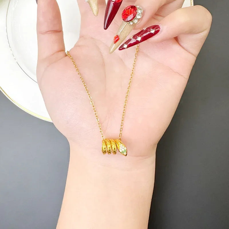 New Arrival Vietnam Sand Gold Pendant Lightweight Luxury Zircon Snake Dance Women's Versatile Copper Plated Gold Jewelry