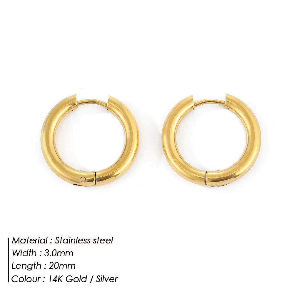 Fashion Gold Size Circle Earrings Women's Jewelry Accessories Classic Stainless Steel Earrings Wholesale