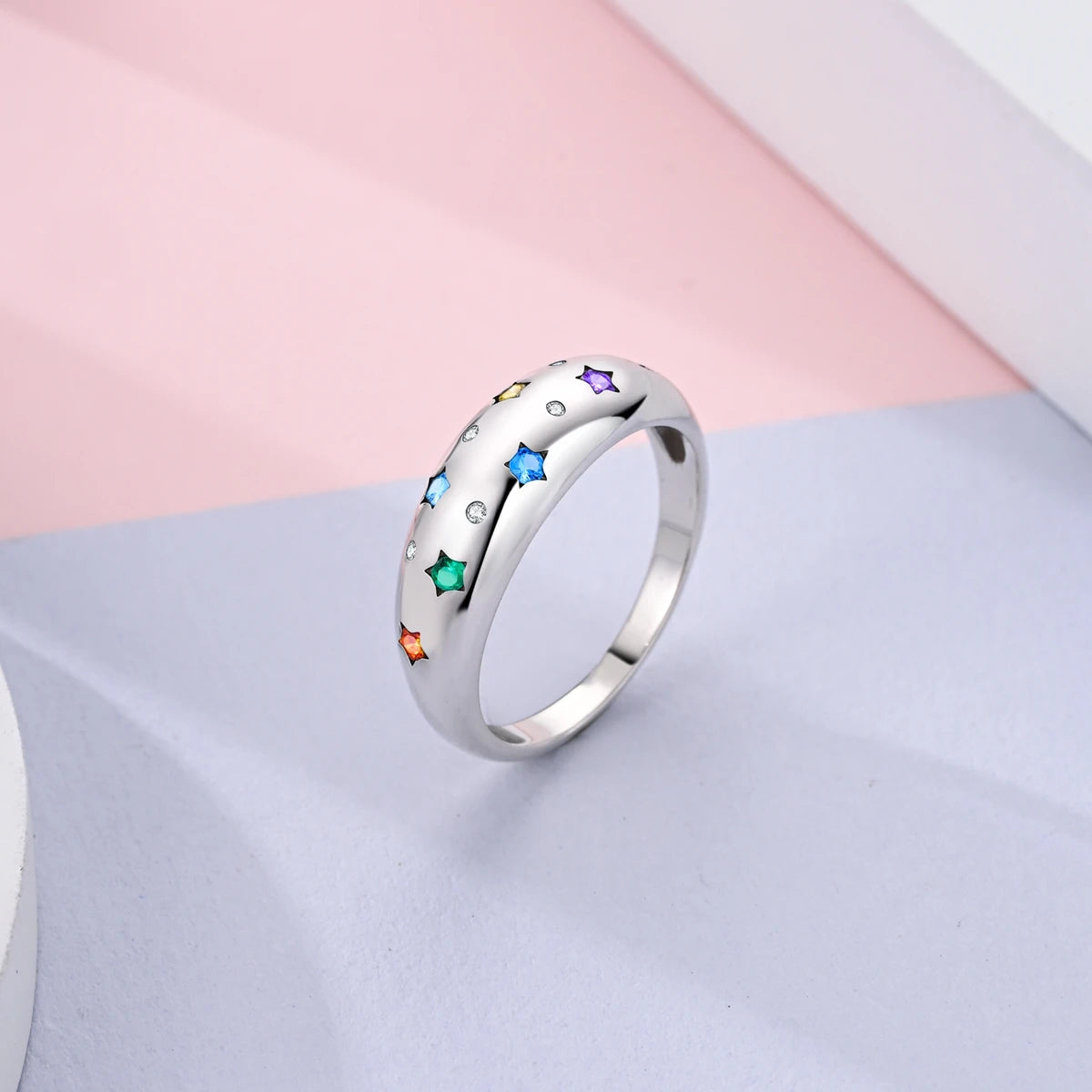 Original 925 Silver Ring For Woman Heart Star Sparkling Zircon Engagement Anniversary Fashion Jewelry
