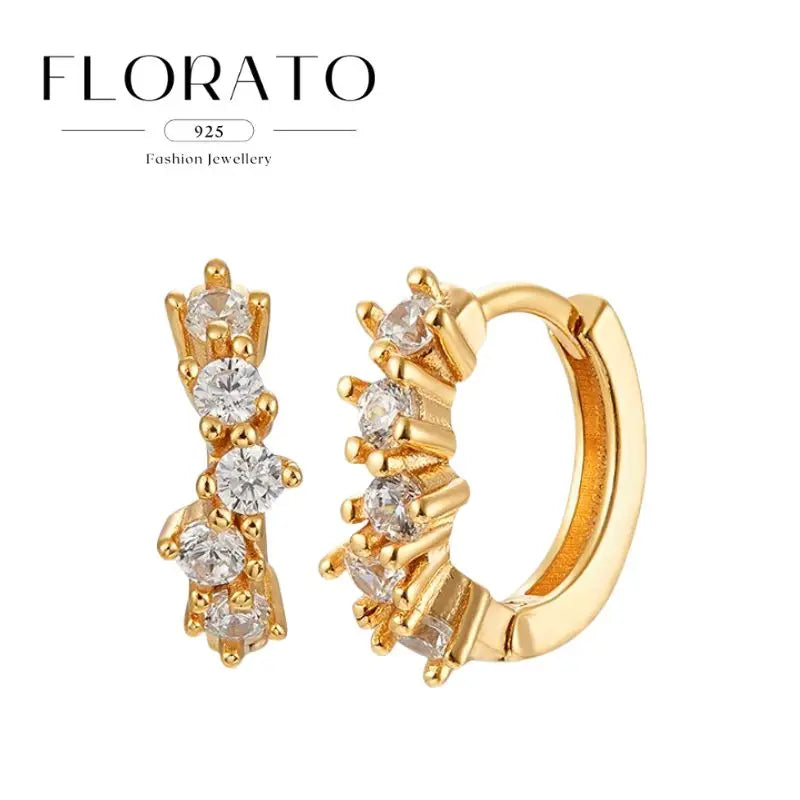 925 Sterling Silver Needle Irregular White Zircon Hoop Earrings For Women Pearl Ear Buckles Vintage Luxury Crystal Jewelry Gifts