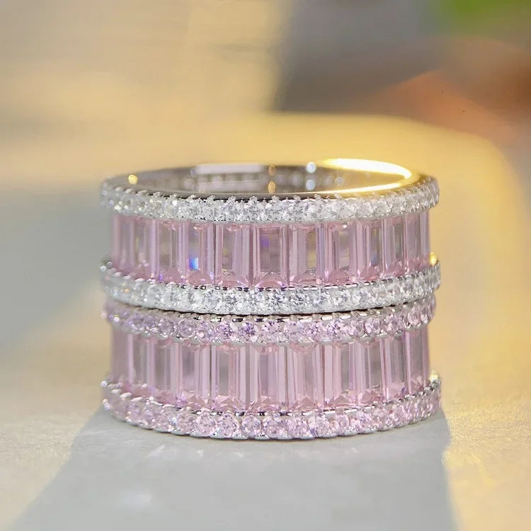 Luxury Solid Platinum PT950 Women's Pink Diamond Rings High-grade Ins-style Simple Moissanite Diamond Ring
