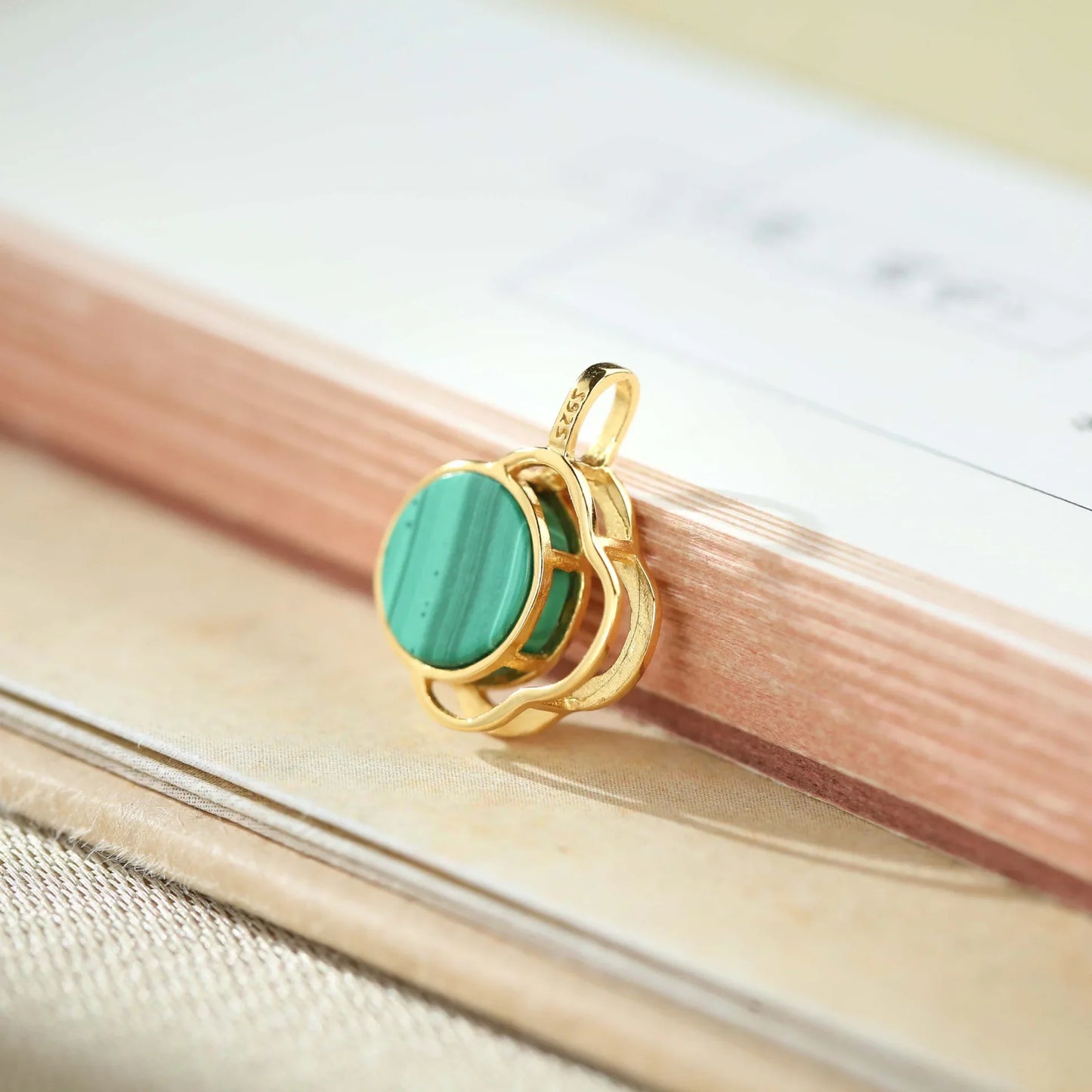 S925 Pure Silver Gold Plated Turquoise Pendant Design Jewelry Exquisite Lucky Four Leaf Clover Chinese Character Female Pendant
