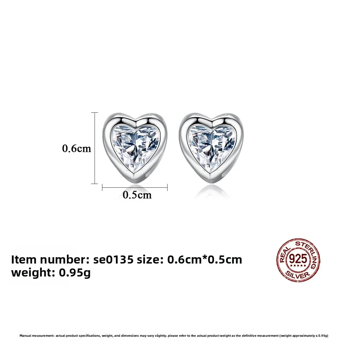 PAG&MAG S925 Silver Heart-Shaped Earrings with Zircon Stones Simple Elegant Korean Style Versatile Silver Needle Ear Studs