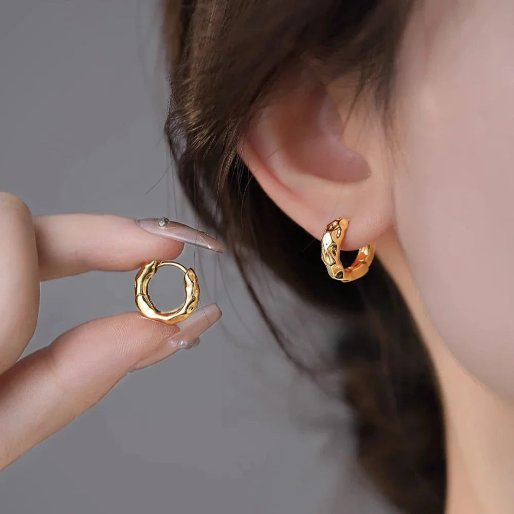 Stainless Steel Three-Layer Knot Earrings for Women Fashion Vintage Glossy Geometric Twisted Earrings Trendy Party Jewelry Gifts