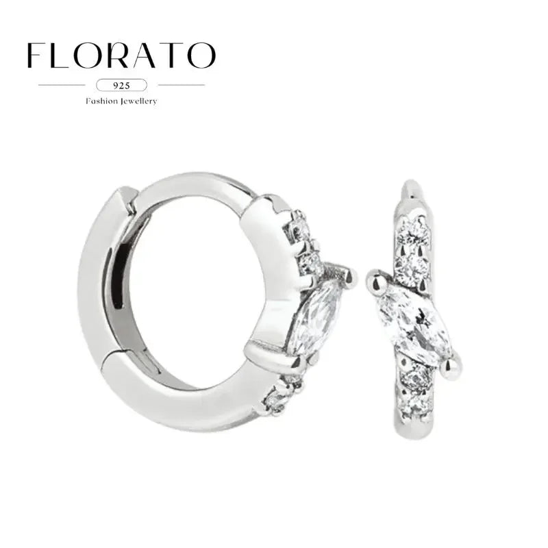 925 Sterling Silver Needle Irregular White Zircon Hoop Earrings For Women Pearl Ear Buckles Vintage Luxury Crystal Jewelry Gifts