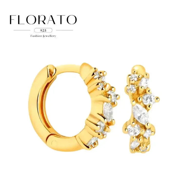 925 Sterling Silver Needle Irregular White Zircon Hoop Earrings For Women Pearl Ear Buckles Vintage Luxury Crystal Jewelry Gifts