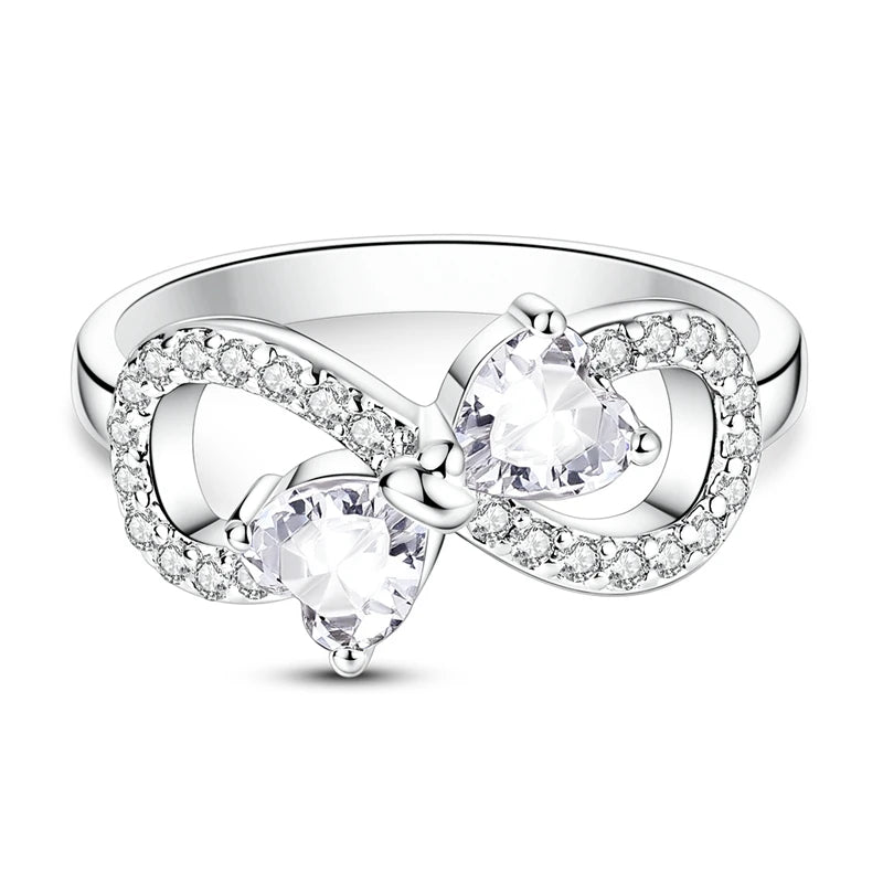 Original 925 Silver Ring For Woman Heart Star Sparkling Zircon Engagement Anniversary Fashion Jewelry