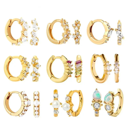 925 Sterling Silver Needle Irregular White Zircon Hoop Earrings For Women Pearl Ear Buckles Vintage Luxury Crystal Jewelry Gifts