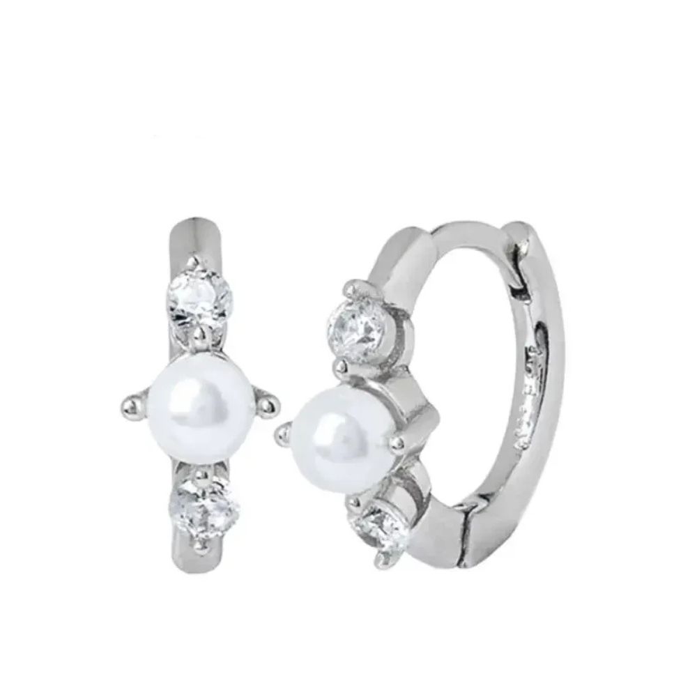 925 Sterling Silver Needle Irregular White Zircon Hoop Earrings For Women Pearl Ear Buckles Vintage Luxury Crystal Jewelry Gifts