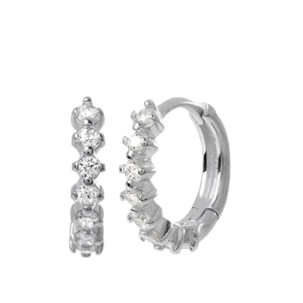 925 Sterling Silver Needle Irregular White Zircon Hoop Earrings For Women Pearl Ear Buckles Vintage Luxury Crystal Jewelry Gifts