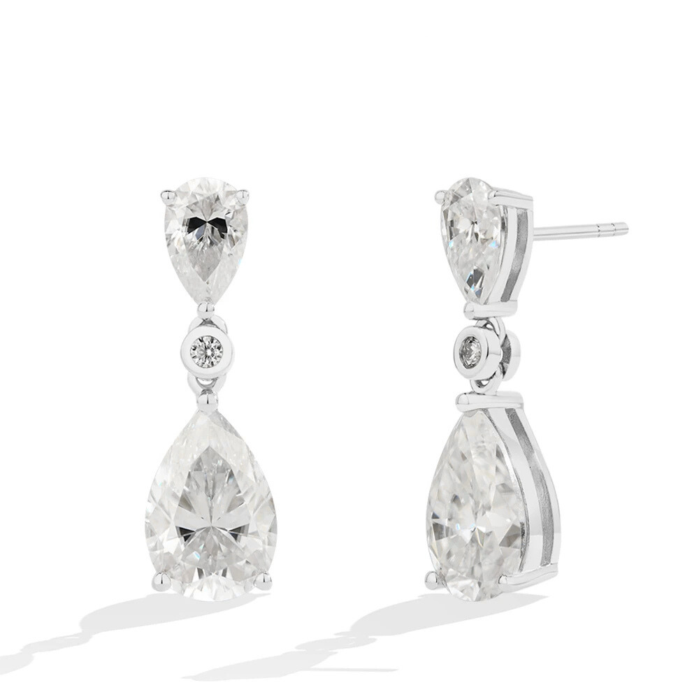 Pear Cut 5.03CT Moissanite Drop Earrings For Women  925 Sterling Silver Engagement Wedding Fine Jewelry