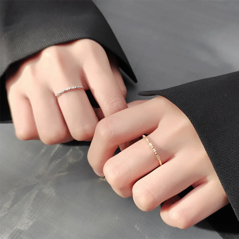 WANTME Real 925 Sterling Silver Minimalist Fashion Korean Pavé Zircon Open Finger Ring for Women Charming Wedding Jewelry Gift