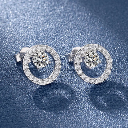 Simple Fashion Exquisite Zircon Round Stud Earrings Elegant Wedding Stud Earrings Charm Women's Party Jewelry Anniversary Gift