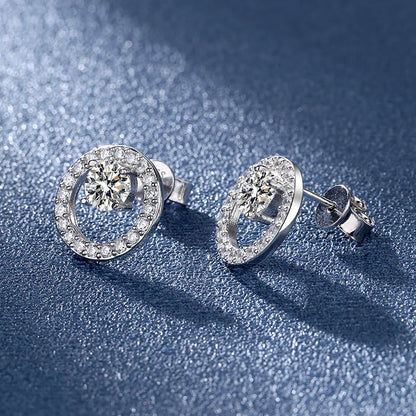 Simple Fashion Exquisite Zircon Round Stud Earrings Elegant Wedding Stud Earrings Charm Women's Party Jewelry Anniversary Gift