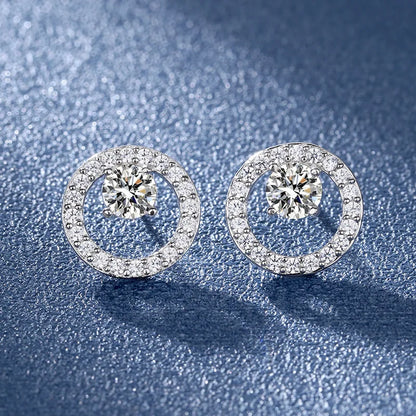 Simple Fashion Exquisite Zircon Round Stud Earrings Elegant Wedding Stud Earrings Charm Women's Party Jewelry Anniversary Gift