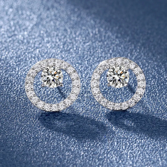 Simple Fashion Exquisite Zircon Round Stud Earrings Elegant Wedding Stud Earrings Charm Women's Party Jewelry Anniversary Gift