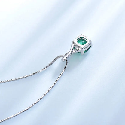 UMCHO Created Emerald Gemstone Pendants For Women Solid Genuine 925 Sterling Silver Solitaire Pendant Necklace Brand Jewelry New