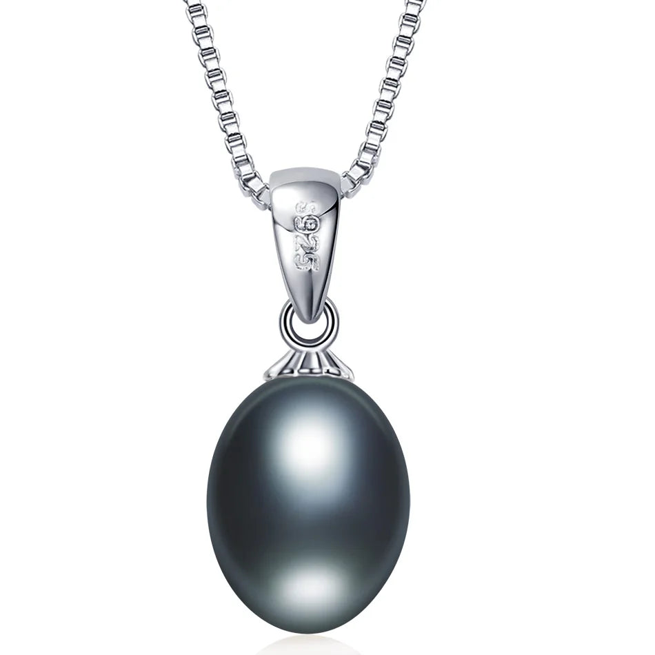 925 sterling silver necklace pendant for women genuine 100% Natural freshwater pearl jewelry 8-9mm wholesale price 4 colors gift