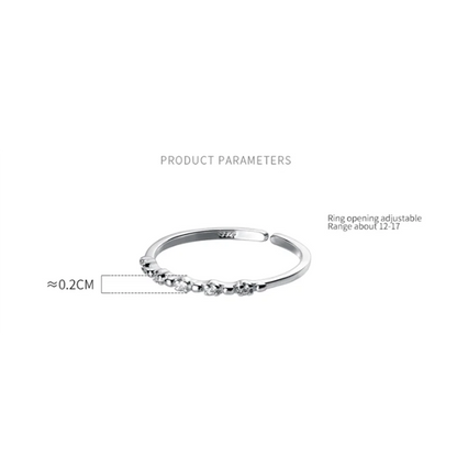 WANTME Real 925 Sterling Silver Minimalist Fashion Korean Pavé Zircon Open Finger Ring for Women Charming Wedding Jewelry Gift