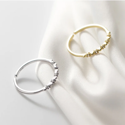 WANTME Real 925 Sterling Silver Minimalist Fashion Korean Pavé Zircon Open Finger Ring for Women Charming Wedding Jewelry Gift