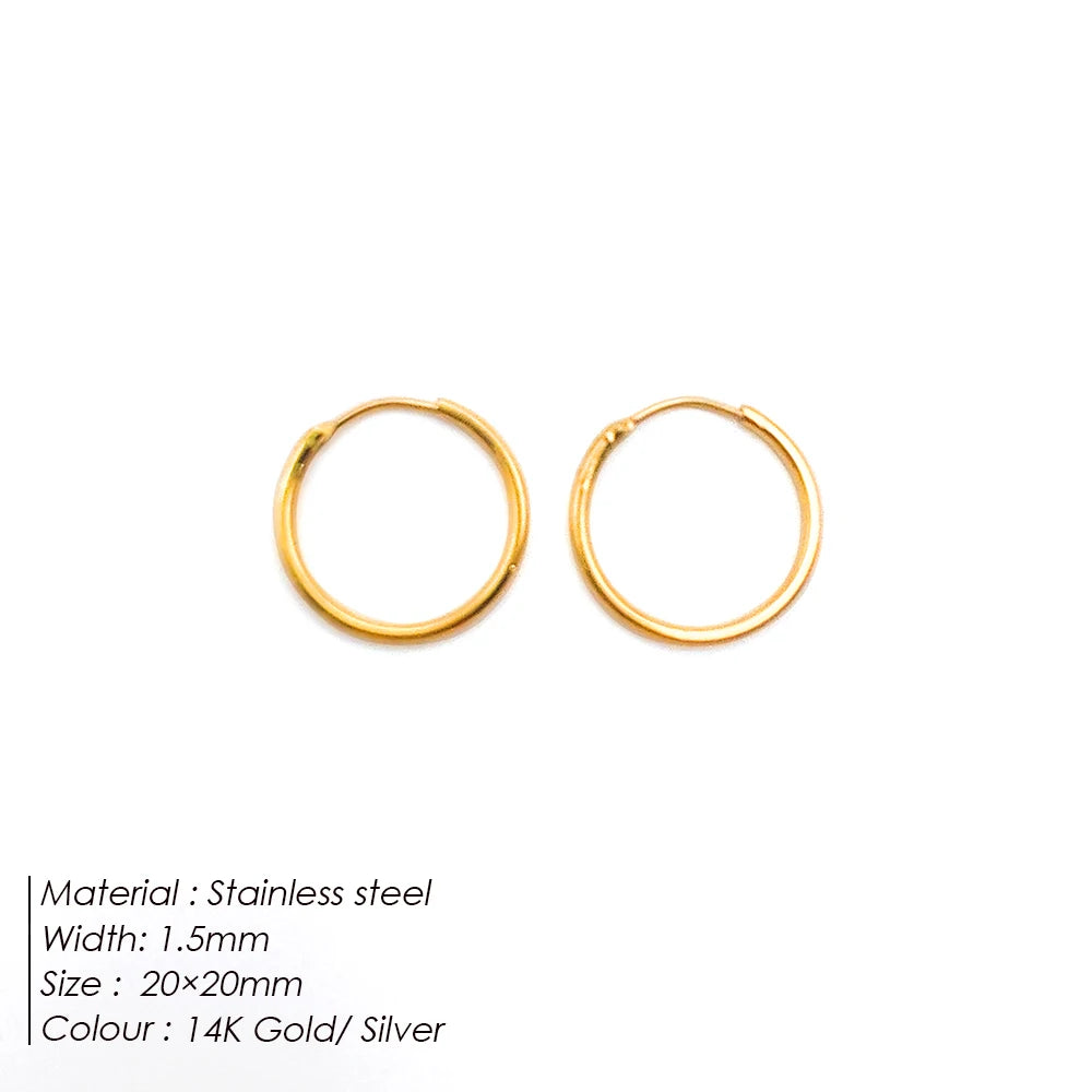 Fashion Gold Size Circle Earrings Women's Jewelry Accessories Classic Stainless Steel Earrings Wholesale